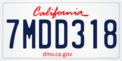 CA license plate 7MDD318