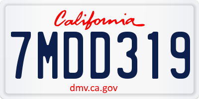 CA license plate 7MDD319