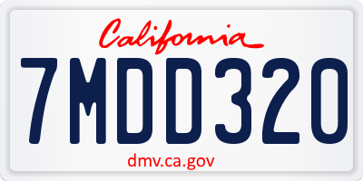 CA license plate 7MDD320
