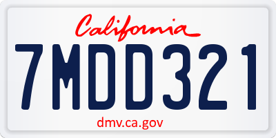 CA license plate 7MDD321