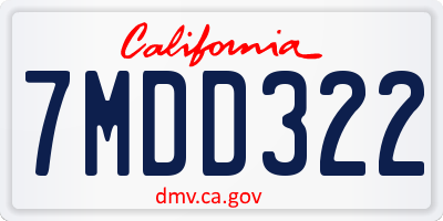 CA license plate 7MDD322