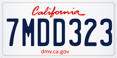 CA license plate 7MDD323