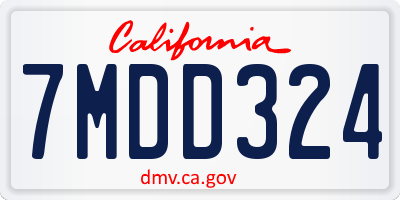 CA license plate 7MDD324