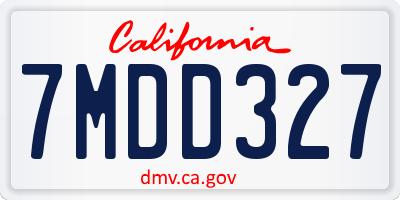 CA license plate 7MDD327