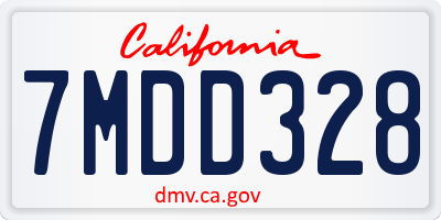 CA license plate 7MDD328
