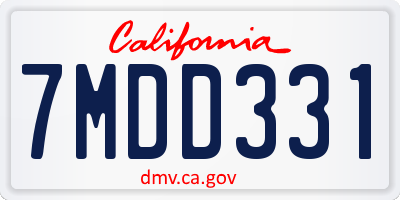 CA license plate 7MDD331