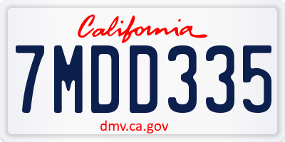 CA license plate 7MDD335