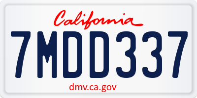 CA license plate 7MDD337