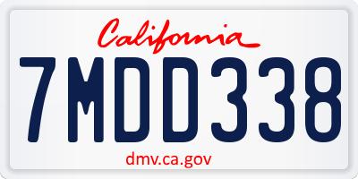CA license plate 7MDD338