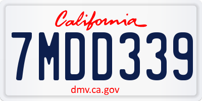 CA license plate 7MDD339