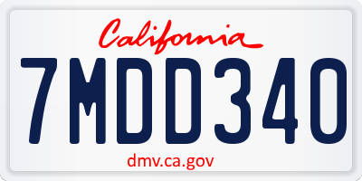 CA license plate 7MDD340