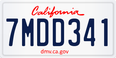 CA license plate 7MDD341