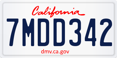 CA license plate 7MDD342