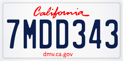 CA license plate 7MDD343