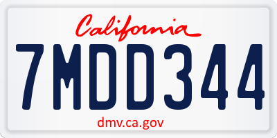 CA license plate 7MDD344