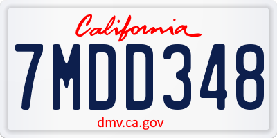 CA license plate 7MDD348
