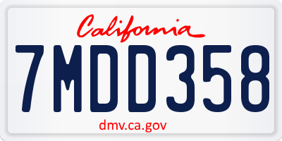 CA license plate 7MDD358