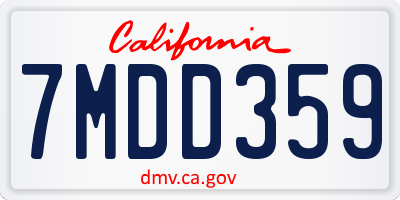 CA license plate 7MDD359