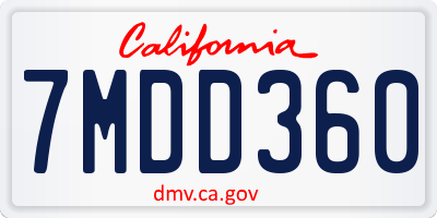 CA license plate 7MDD360