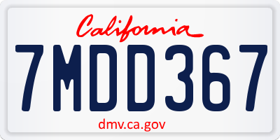 CA license plate 7MDD367