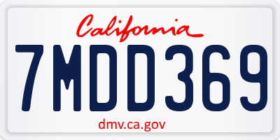 CA license plate 7MDD369