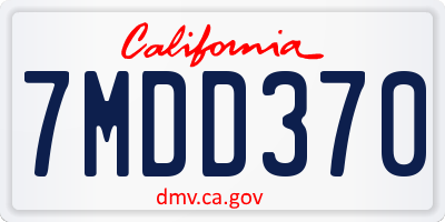 CA license plate 7MDD370