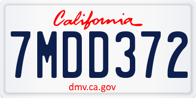 CA license plate 7MDD372
