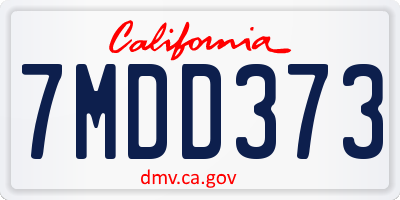 CA license plate 7MDD373