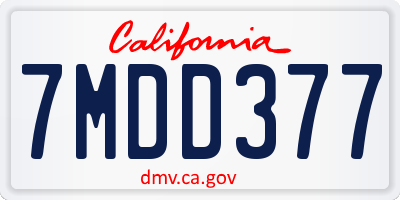 CA license plate 7MDD377