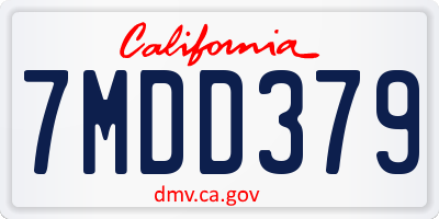 CA license plate 7MDD379