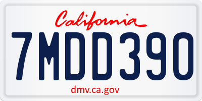 CA license plate 7MDD390