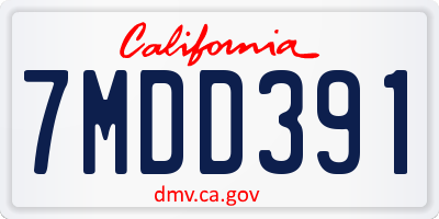 CA license plate 7MDD391