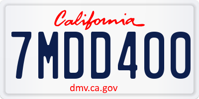 CA license plate 7MDD400