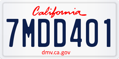 CA license plate 7MDD401