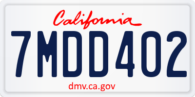 CA license plate 7MDD402