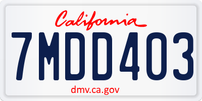 CA license plate 7MDD403