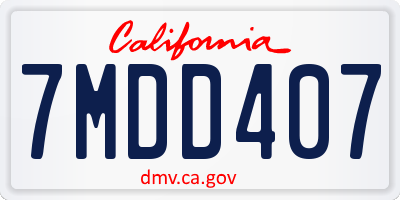 CA license plate 7MDD407