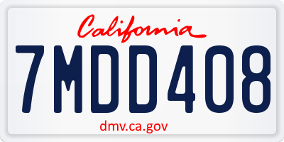CA license plate 7MDD408