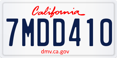 CA license plate 7MDD410