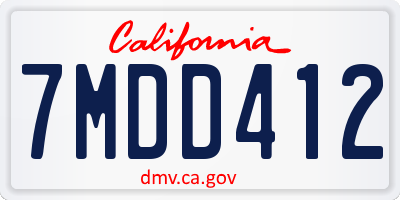 CA license plate 7MDD412