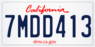 CA license plate 7MDD413