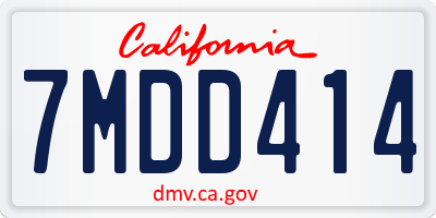 CA license plate 7MDD414