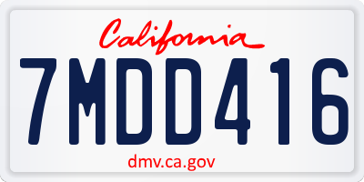 CA license plate 7MDD416