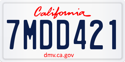 CA license plate 7MDD421