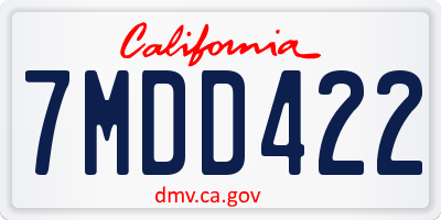 CA license plate 7MDD422