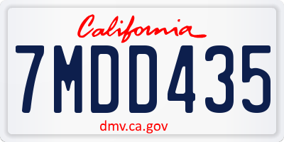 CA license plate 7MDD435