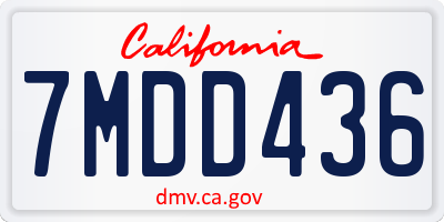 CA license plate 7MDD436