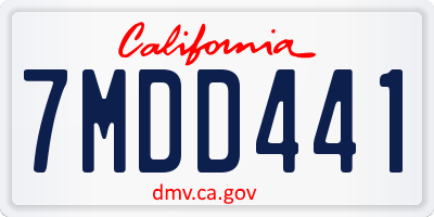 CA license plate 7MDD441