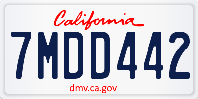 CA license plate 7MDD442