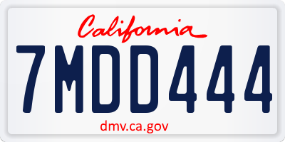 CA license plate 7MDD444